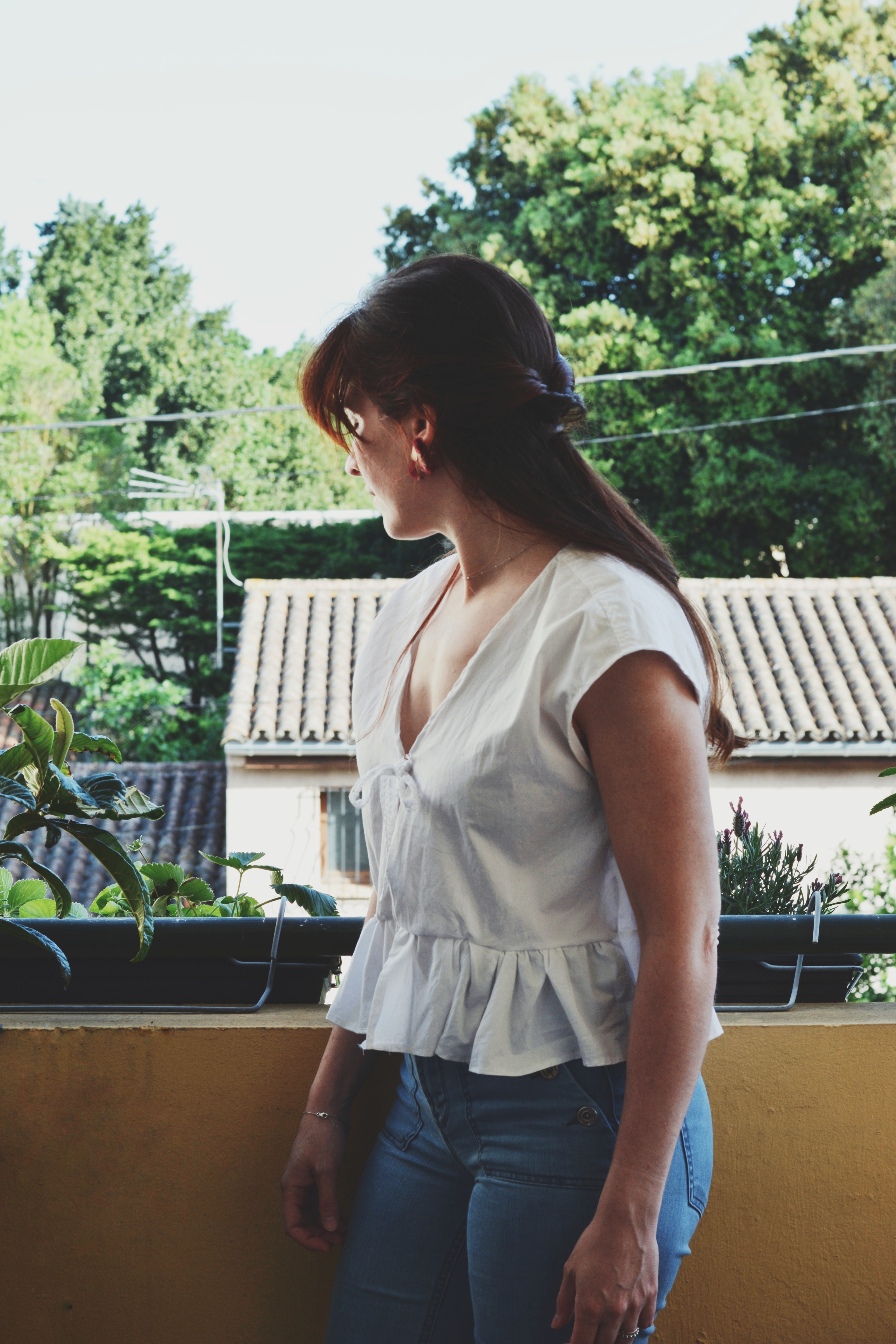 Upcycled ruffled blouse