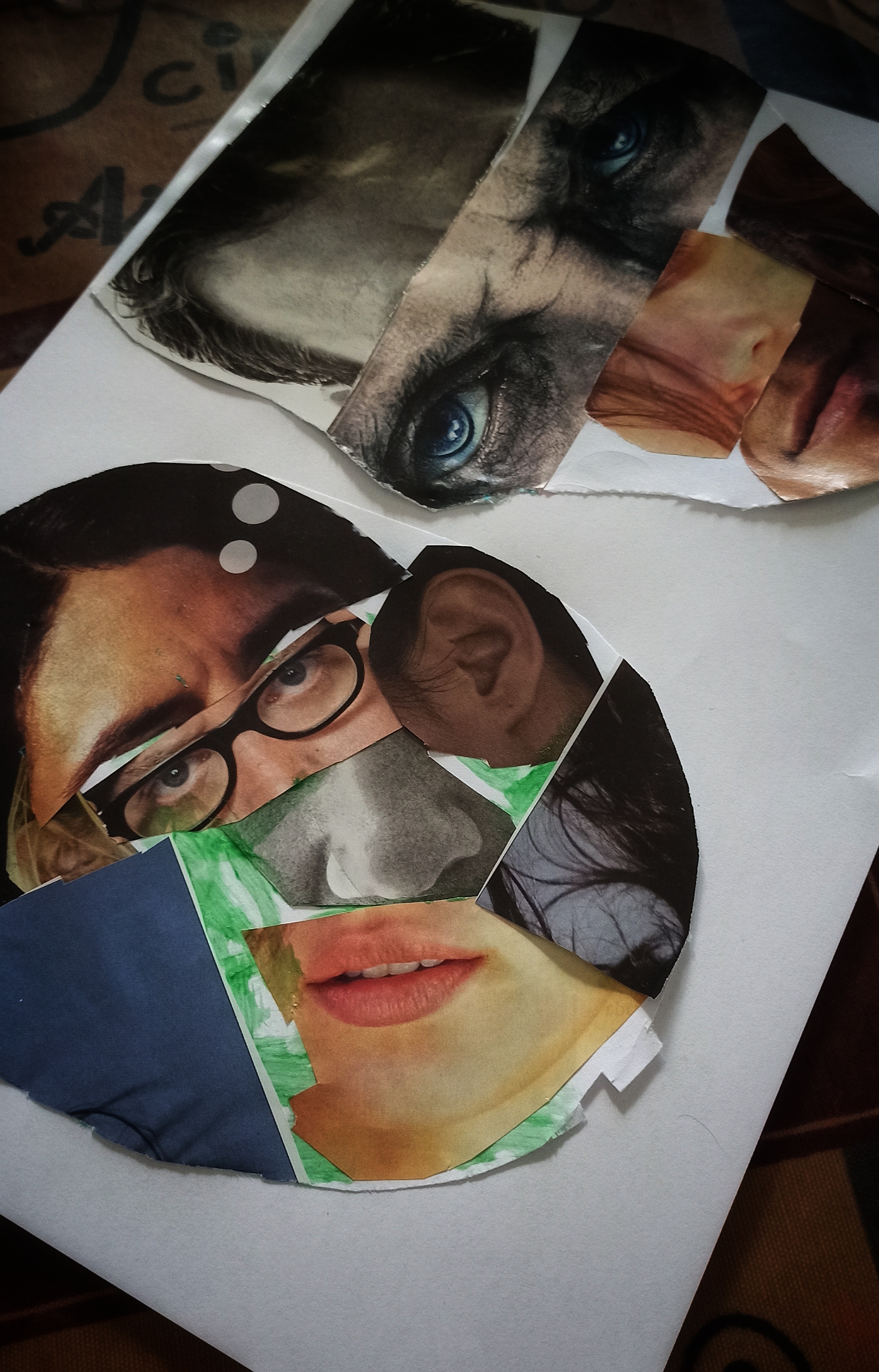 Face collage recycling magazines