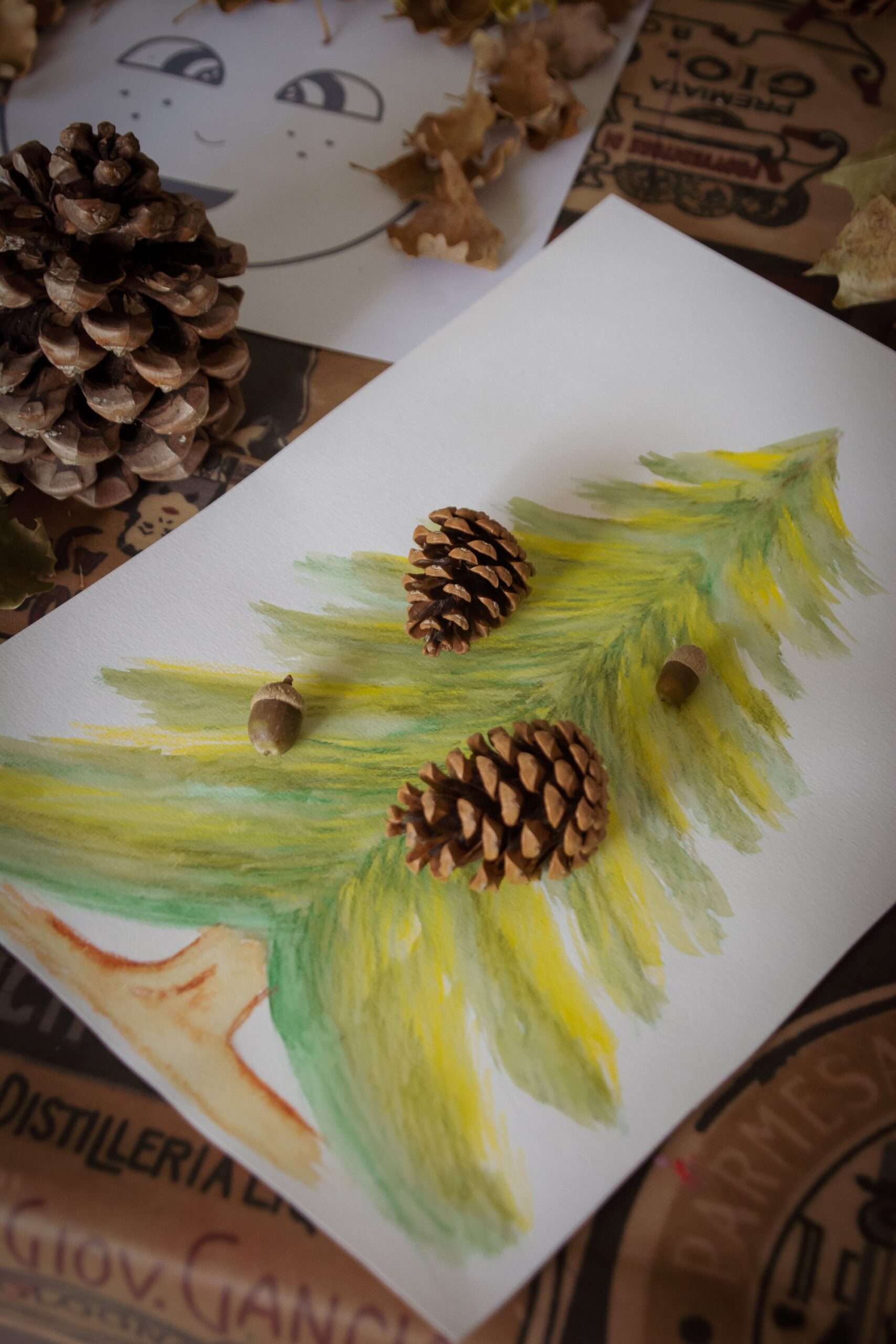 Watercolor tree printable for counting activity for kids