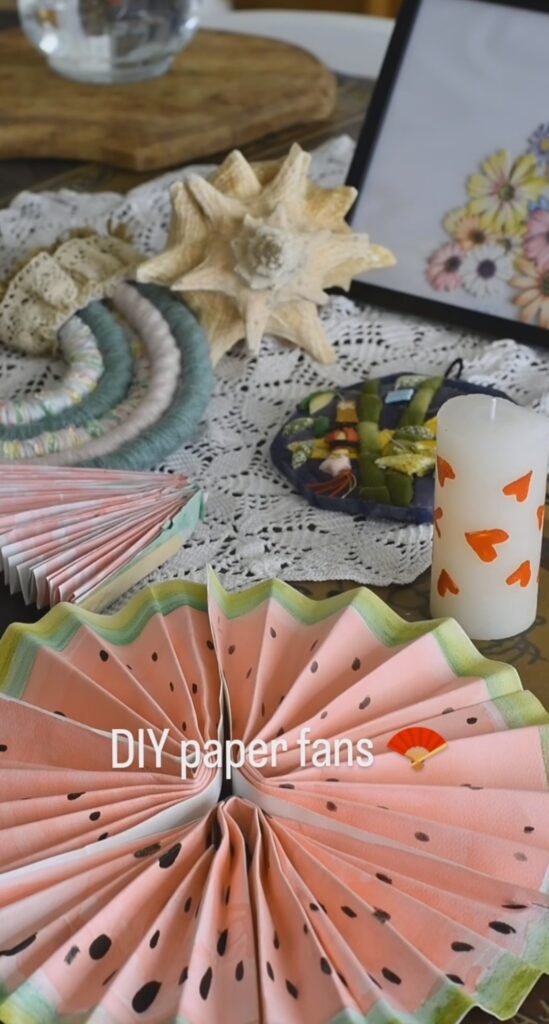 Folded paper fans