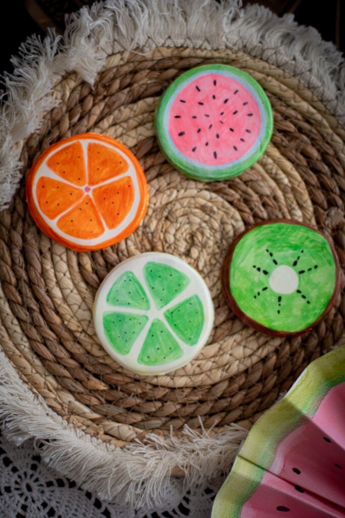 Fruit shaped clay coasters