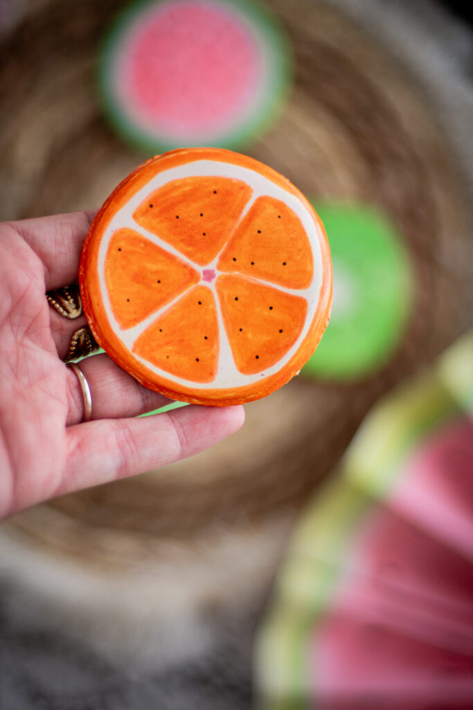 Handmade orange shaped coaster