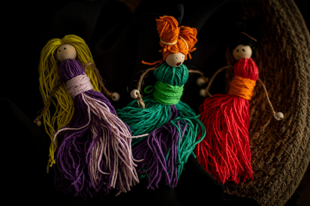 Handmade macrame dolls